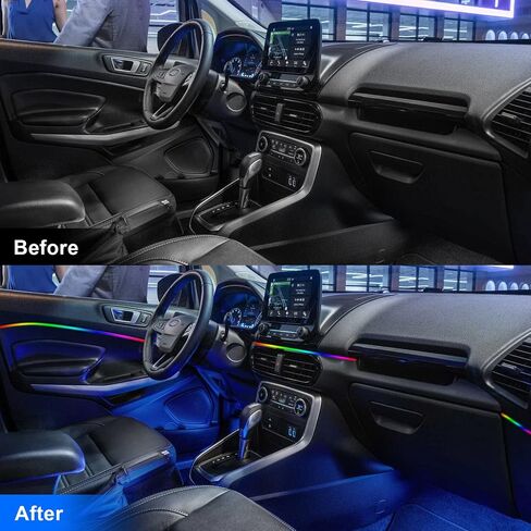 Acrylic Car Interior Lights Car Lights, AMKI 10 in 1 Smart LED Car Ambient Light with APP Control, RGB Neon Car Lighting Car Accessories with DIY Mode and Music Mode, Car LED Strip Lights with DC 12V in Saudi Arabia
