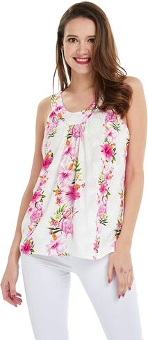 Hawaii Hangover Women's Hawaiian Tank Top in Pink Hibiscus Vine in Kuwait