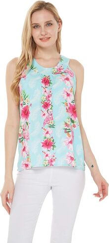 Hawaii Hangover Women's Hawaiian Tank Top in Pink Hibiscus Vine in Kuwait