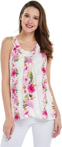 Hawaii Hangover Women's Hawaiian Tank Top in Pink Hibiscus Vine in Kuwait