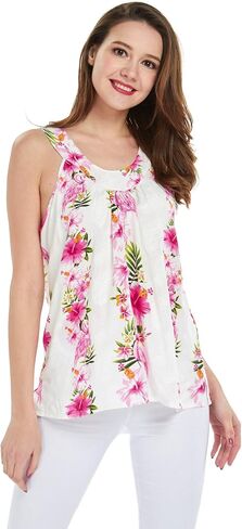 Hawaii Hangover Women's Hawaiian Tank Top in Pink Hibiscus Vine in Kuwait