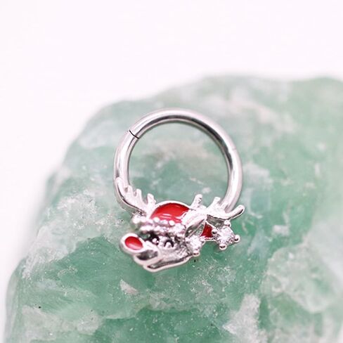 16G Christmas Septum Ring Elk,Jingling Bell Nose Hoop Ring 316L Stainless Steel Hinged Segment Ring Daith Piercing Jewelry Conch Helix Earring Cartilage Earring for Women Men in Saudi Arabia