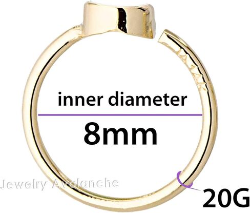 20G 14K Gold Emerald Nose Hoop Ring 0.015-0.11 carat Bezel Set Emerald 8mm Twist-open Nostril Ring Cartilage Hoop Tragus Ring Unisex in Kuwait