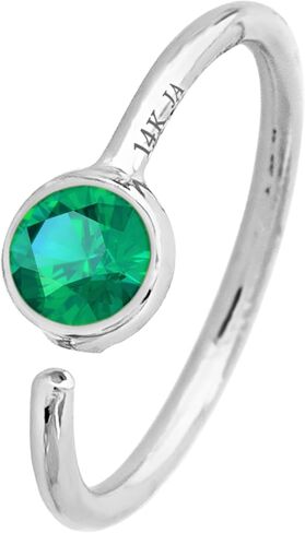 20G 14K Gold Emerald Nose Hoop Ring 0.015-0.11 carat Bezel Set Emerald 8mm Twist-open Nostril Ring Cartilage Hoop Tragus Ring Unisex in Kuwait