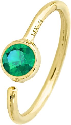 20G 14K Gold Emerald Nose Hoop Ring 0.015-0.11 carat Bezel Set Emerald 8mm Twist-open Nostril Ring Cartilage Hoop Tragus Ring Unisex in Kuwait