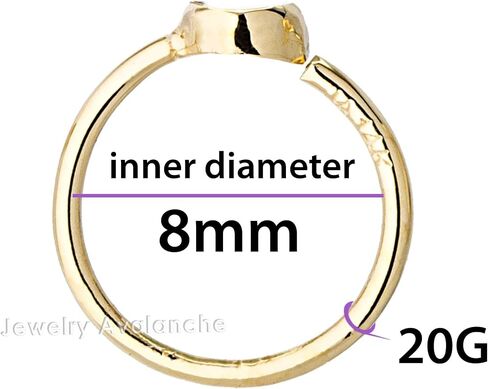 20G 14K Gold Emerald Nose Hoop Ring 0.015-0.11 carat Bezel Set Emerald 8mm Twist-open Nostril Ring Cartilage Hoop Tragus Ring Unisex in Kuwait