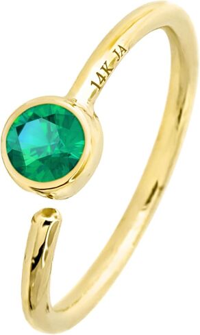 20G 14K Gold Emerald Nose Hoop Ring 0.015-0.11 carat Bezel Set Emerald 8mm Twist-open Nostril Ring Cartilage Hoop Tragus Ring Unisex in Kuwait