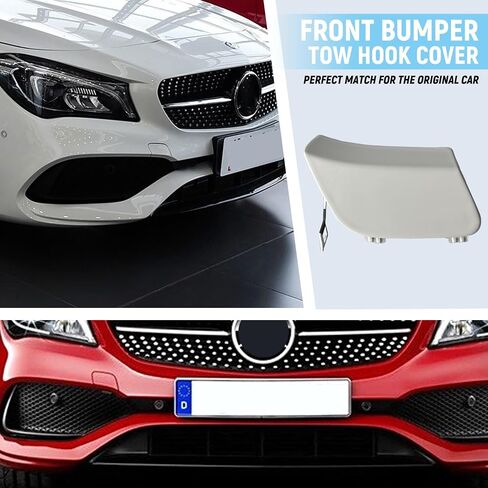 Front Bumper Tow Hook Cover For Mercedes Benz CLA class Coupe W117 AMG Line CLA180 CLA200 CLA220 CLA250 2016 2017 2018 2019 2020 Towing Hook Eye Cap 1178856900 (Silver) in Saudi Arabia