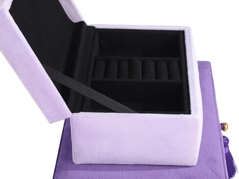 HofferRuffer Velvet Jewelry Boxes Decorative Boxes, Storage Accessory Organizer Boxes with Elegant Handle Decor, Classic Velvet Set of 2 Pieces (Purple) in Kuwait