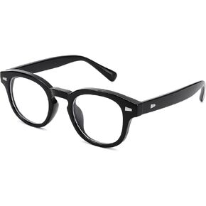 NULOOQ Retro Round Glasses for Men Women Non-prescription Clear Lens Glasses Vintage Circle Thick Frame Eyewear