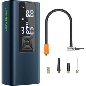 Tire Inflator Portable Air Compressor, AMPBANK AT003 Auto Air Pump for Car Tires, Tire Inflator 150PSI with 6000mAh, Pressure Gauge & LED Screen, Air Compressor for Car, Motorcycle, Bike, Ball-Gray