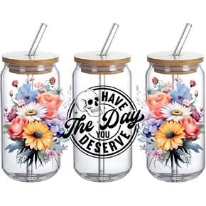 Grandma UV DTF Glass Cup Wrap Transfer - Gift for Grandma, Grandma Loving Beloved Caring Wise Sweet Giving UVDTF Transfers Waterproof Decal for 16oz Glass Cups, Mother Day Gift -3PCS