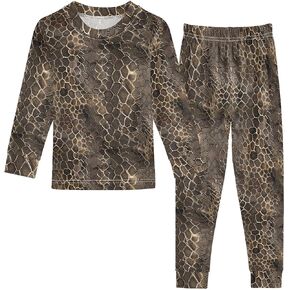 ALAZA Brownness Snake Skin Print 1 Pajama Set Pijamas Para Niños Long Sleeve Sleepwear
