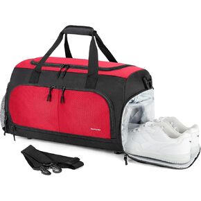Boarding Blue Gym Travel Bag for Women & Men-20 Inches Lightweight Duffel Bag with Wet Pocket Shoe Compartment Including Water Resistant Pouch (Black)