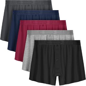 IGOLUMON Mens Underwear Boxer Shorts 5 Pack Bamboo Rayon Boxers for Men Classic Relaxed Fit Boxer Shorts with Button Fly