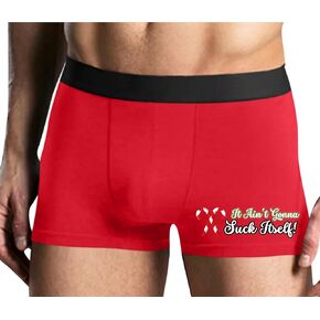 Knaughty Knickers It Ain't Gonna Suck Itself Candy Cane Funny Christmas Mens Black or Red Boxer Briefs Trunks
