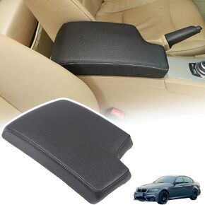 Car Center Console Cover Compatible with BMW 3 Series 2005-2012 E90 E91 E92 E93 323i 325i 328i 330i 335d 335i 335xi,ABS & Leather Center Seat Armrest Storage Box Panel Protect Trim Accessories (Beige)
