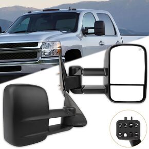 Towing Mirrors Fit for 1999-2002 For Chevy Silverado 1500/2500 For GMC Sierra 1500/2500 Tow Mirrors with Power Control Heated 1 Pair of Mirrors Left Side and Right Side Black Textured