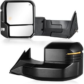 Towing Mirror for Tundra - Compatible with 2022-2024 Tundra Tow Mirror with Power Adjusted Heated Glass Turn Signal Backup Lamp BSM Light Manual Telescoping&Folding Pair