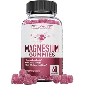 Magnesium Gummies w/ 770 MG Magnesium Citrate - Promote Calmness, Improve Sleep, Help Muscle Recover & Relieve Cramps - 60 Vegan Gummies - Magnesium Gummies for Adults/Kids - Magnesium Citrate Gummies