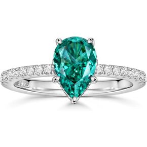 Michooyel S925 1.5ct Pear Cut Cubic Zirconia Engagement Rings For Women Green Wedding Ring Promise Ring Sterling Silver Wedding Band