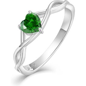 Twisted Rings 925 Sterling Silver Infinity Band Heart Birthtone Promise Rings for Women