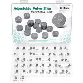 7.48mm Adjustable Valve Shim Kit O.D. 1.20mm-3.50mm Thick Compatible with Honda CRF250X 2004-2017/Kawasaki Ninja ZX-7R 1991-2003 (47PCS)