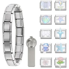 papasgix Italian Charm Bracelet Charms Pack Marine Nomination Charms Brascelets 9mm Assorted Italian Charms Bracelet Links Handmade DIY Jewelry