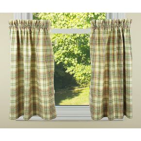 Primitive Home Decors Macintosh 72" x 36" Plaid Cotton Curtain Tiers