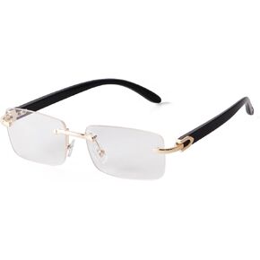 JUDOO Rimless Rectangle Sunglasses for Men Women Fashion Hip hop Frameless Designer Shades Y2K Square Clear Glasses