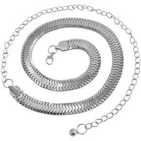 Silver Gold Dress Chain Belt for Women Metal Chunky Waist Belly Chains for Dress Jeans Pants Accessories Snake Waistband Body Chain