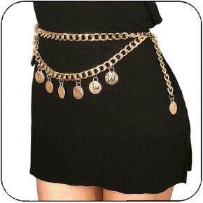 Cosydays Gold Waist Belly Chain Coins Metal Layered Chain Belt Body Jewelry for Women