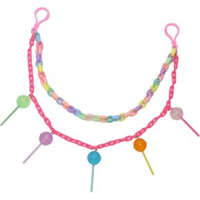 Rainbow Lollipop Charm Hip Hop Punk Jean Pant Chain for Woman Men Colorful Acrylic Chunky Layered Candy Tassel Rock Street Trousers Pocket Wallet Chains Gothic Belt Body Jewelry Keychain Accessories