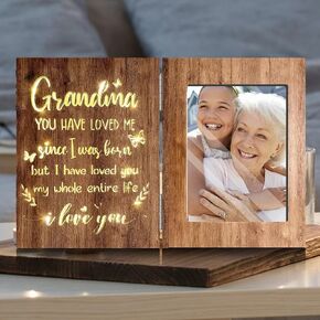 Grandparents Christmas Gifts, Gifts for Grandparents on Christmas, Grandparents Gifts From Grandkids for Christmas, Great Grandparents Gift, Brown Glowing 4x6 Christmas Grandparents Picture Frame for Wall/Tabletop