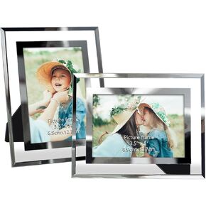 PETAFLOP 5x7 Picture Frames Perfect for Family Office Table Decorations, Set of 2 clear
