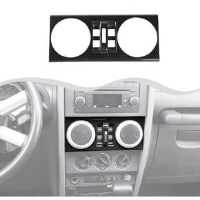 Dashboard Dash Window Control Button Panel Cover Fit for 2007-2010 Jeep Wrangler JKU 4Door Interior Accessories (Carbon Fiber)