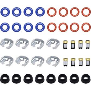 JA&MIU 40PCS Fuel Injector Repair Seal Kit Gasket Rebuild Kit Compatible with 99-07 GM Chevy Silverado 1500 GMC Sierra FJ887 4.8L 5.3L 6.0L, Replaces 17113553 25317628 12580681 (8 Set)
