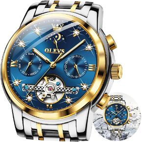 OLEVS Mens Automatic Watches Self Winding Skeleton Luxury Stylish Wrist Watch Waterproof Luminous