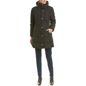 Cole Haan Women's Mid Length Down Coat with Bib Front