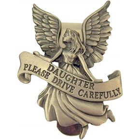 H. J. Sherman Daughter Please Drive Carefully Guardian Angel Pewter Car Visor Clip