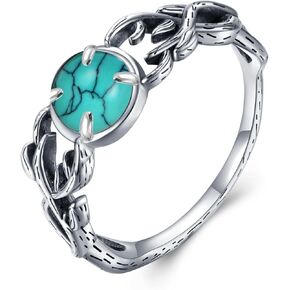 Turquoise Rings 925 Sterling Silver Turquoise Jewelry December Birthstone Ring for Women Turquoise Lover