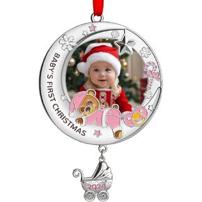 زينة عيد الميلاد الأولى للأطفال 2024 فتاة - زينة إطار صورة عيد الميلاد الأولى الخاصة بي، زينة صور عيد الميلاد الشخصية - هدايا تذكارية لحديثي الولادة لعيد الميلاد الأول للطفل in Kuwait