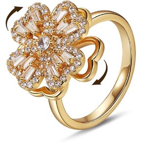 Ornaland CZ Adjustable Open Ring for Women 18K Gold Plated Star of David Finger Ring Jewelry16.9mm