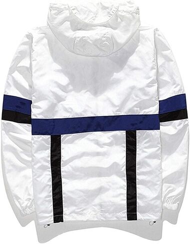 perdontoo Mens Casual Lightweight Drawstring Hooded Windbreaker Jacket (Medium, White-2) in Kuwait