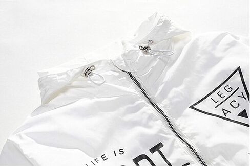 perdontoo Mens Casual Lightweight Drawstring Hooded Windbreaker Jacket (Medium, White-2) in Kuwait