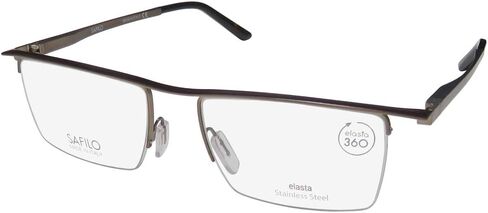 Safilo 1071 Elasta للرجال/النساء مفصلات زنبركية نصف حافة عالية الجودة أصلية ومميزة (52-17-140، بني غير لامع/برونزي) in Kuwait