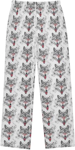ALAZA Red Eye Wolf Pajama Lounge Pants Long Sleep Pajama Bottoms with Pockets in Saudi Arabia