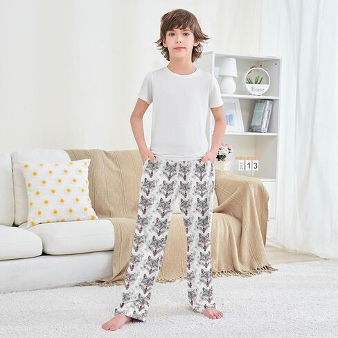 ALAZA Red Eye Wolf Pajama Lounge Pants Long Sleep Pajama Bottoms with Pockets in Saudi Arabia