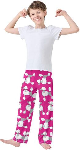 Boys Pajama Pants Cartoon Boston Terrier Paw Grey Elastic Waist Lounge Pajama Bottoms with 2 Pockets Soft Sleep Pjs XL in Saudi Arabia