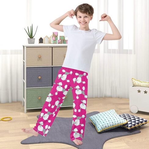 Boys Pajama Pants Cartoon Boston Terrier Paw Grey Elastic Waist Lounge Pajama Bottoms with 2 Pockets Soft Sleep Pjs XL in Saudi Arabia